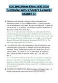 COC 2022 FINAL FINAL TEST 2026 QUESTIONS WITH CORRECT ANSWERS GRADED A&plus;