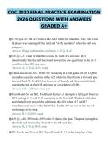 COC 2022 FINAL PRACTICE EXAMINATION 2026 QUESTIONS WITH ANSWERS GRADED A&plus;