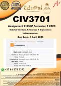 CIV3701 Assignment 2 &lpar;COMPLETE ANSWERS&rpar; Semester 1 2026 - DUE 9 April 2026