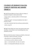 COLORADO LIFE INSURANCE EXAM 2026 COMPLETE QUESTIONS AND ANSWERS GRADED A&plus;