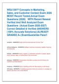 WGU D077 Concepts in Marketing&comma;  Sales&comma; and Customer Contact Exam 2026   MOST Recent Tested&comma;Actual Exam  Questions &lpar;2026&rpar;   WITH Recent Newest  Verified And Well Analyzed Exam  Questions  &lpar;Actual Exam 2026-2027&rpar;  Correct Detailed & Verified ANSWERS  &lpar;100&percnt;
