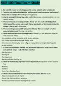 NUR 100 Final Exam Study 2026 2027