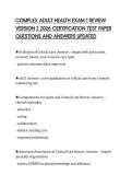 COMPLEX ADULT HEALTH EXAM 1 REVIEW VERSION 2 2026 CERTIFICATION TEST PAPER QUESTIONS AND ANSWERS UPDATED