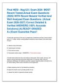 Final HESI - Nsg123 &vert; Exam 2026  MOST  Recent Tested&comma;Actual Exam Questions  &lpar;2026&rpar; WITH Recent Newest Verified And  Well Analyzed Exam Questions  &lpar;Actual  Exam 2026-2027&rpar; Correct Detailed &  Verified ANSWERS &lpar;100&percnt; Accurate  Solutions&rpar;&vert;&vert;ALREADY GRADED  A&plus;&vert;