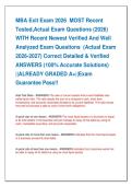 MBA Exit Exam 2026  MOST Recent   Tested&comma;Actual Exam Questions &lpar;2026&rpar;     WITH Recent Newest Verified And Well   Analyzed Exam Questions  &lpar;Actual Exam    2026-2027&rpar; Correct Detailed & Verified    ANSWERS &lpar;100&percnt; Accurate Solutions&rpar;    &vert;&vert;ALREADY GRADED A&plus;&vert;&vert;E