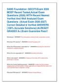 SANS Foundation&colon; SEC275  Exam 2026   MOST Recent Tested&comma;Actual Exam  Questions &lpar;2026&rpar; WITH Recent Newest  Verified And Well Analyzed Exam  Questions  &lpar;Actual Exam 2026-2027&rpar;  Correct Detailed & Verified ANSWERS  &lpar;100&percnt; Accurate Solutions&rpar;&vert;&vert;ALREADY  GRADED 