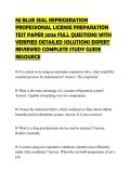 NJ BLUE SEAL REFRIGERATION PROFESSIONAL LICENSE PREPARATION TEST PAPER 2026 FULL QUESTIONS WITH VERIFIED DETAILED SOLUTIONS EXPERT REVIEWED COMPLETE STUDY GUIDE RESOURCE