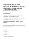STRAIGHTERLINE ANATOMY EXAM CERTIFICATION EVALUATION TEST 2026 FULL QUESTIONS AND CORRECT ANSWERS ALREADY PASSED GRADED A&plus;