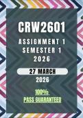 CRW2601 Assignment 1 Semester 1 2026 Memo &vert; Due Date 27 March 2026