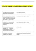 Auditing Chapter 13 Quiz Questions and Answers