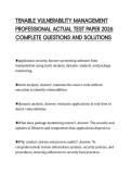 TENABLE VULNERABILITY MANAGEMENT PROFESSIONAL ACTUAL TEST PAPER 2026 COMPLETE QUESTIONS AND SOLUTIONS