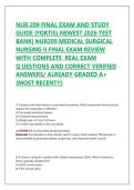 NUR 209 FINAL EXAM AND STUDY  GUIDE &lpar;FORTIS&rpar; NEWEST 2026 TEST  BANK&vert; NUR209 MEDICAL SURGICAL  NURSING II FINAL EXAM REVIEW  WITH COMPLETE  REAL EXAM  Q UESTIONS AND CORRECT VERIFIED  ANSWERS&sol; ALREADY GRADED A&plus;  &lpar;MOST RECENT&excl;&excl;&rpar;