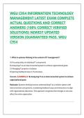 WGU C954 INFORMATION TECHNOLOGY  MANAGEMENT LATEST EXAM COMPLETE  ACTUAL QUESTIONS AND CORRECT  ANSWERS &lpar;100&percnt; CORRECT VERIFIED  SOLUTIONS&rpar; NEWEST UPDATED  VERSION &vert;GUARANTEED PASS&period; WGU  C954