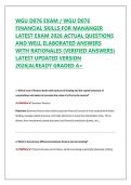 WGU D076 EXAM &sol; WGU D076  FINANCIAL SKILLS FOR MANANGER  LATEST EXAM 2026 ACTUAL QUESTIONS  AND WELL ELABORATED ANSWERS  WITH RATIONALES &lpar;VERIFIED ANSWERS&rpar;  LATEST UPDATED VERSION  2026&vert;ALREADY GRADED A&plus; 