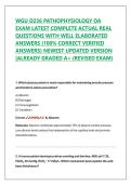 WGU D236 PATHOPHYSIOLOGY OA  EXAM LATEST COMPLETE ACTUAL REAL  QUESTIONS WITH WELL ELABORATED  ANSWERS &lpar;100&percnt; CORRECT VERIFIED  ANSWERS&rpar; NEWEST UPDATED VERSION  &vert;ALREADY GRADED A&plus; &lpar;REVISED EXAM&rpar;