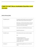 CMN 574 Unit 2 Musculoskeletal Questions and  Answers