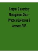 Chapter 9 Inventory Management Quiz Practice Questions and Answers PDF with Solution 2026