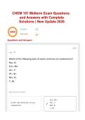 CHEM 101 Midterm Exam Questions and Answers with Complete Solutions &vert; New Update 2026