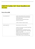 CMN 574 Cardiac Unit 1 Exam Questions and Answers