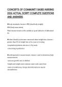 CONCEPTS OF COMMUNITY BASED NURSING 2026 ACTUAL SCRIPT COMPLETE QUESTIONS AND ANSWERS