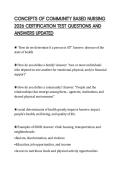 CONCEPTS OF COMMUNITY BASED NURSING 2026 CERTIFICATION TEST QUESTIONS AND ANSWERS UPDATED
