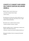 CONCEPTS OF COMMUNITY BASED NURSING 2026 COMPLETE QUESTIONS AND ANSWERS GRADED A&plus;