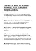 CONCEPTS OF MENTAL HEALTH NURSING EXAM 3 2026 ACTUAL SCRIPT VERIFIED RESPONSE MASTER FILE