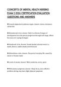 CONCEPTS OF MENTAL HEALTH NURSING EXAM 3 2026 CERTIFICATION EVALUATION QUESTIONS AND ANSWERS