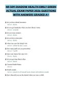NR 509 SHADOW HEALTH EMILY GREEN ACTUAL EXAM PAPER 2026 QUESTIONS WITH ANSWERS GRADED A&plus;