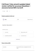 CAE Exam 1 fully solved & updated &lpar;latest version verified for accuracy&rpar; &lpar;Questions &plus; Answers&rpar; Solved 100&percnt; Correct&excl;&excl;