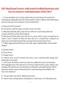 Clinical Nurse Leader &lpar;CNL&rpar; &ndash; Final Exam Practice with Actual Certified Questions&comma; Correct Answers&comma; and Rationales&comma; 2026&sol;2027