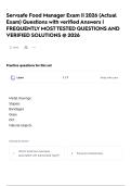 Servsafe Food Manager Exam &vert;&vert; 2026 &lpar;Actual Exam&rpar; Questions with verified Answers &vert; FREQUENTLY MOST TESTED QUESTIONS AND VERIFIED SOLUTIONS &commat; 2026