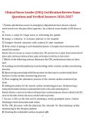 Clinical Nurse Leader &lpar;CNL&rpar; &ndash; Certification Review Exam Questions and Verified Answers&comma; 2026&sol;2027