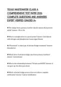 TEXAS WASTEWATER CLASS A COMPREHENSIVE TEST PAPER 2026 COMPLETE QUESTIONS AND ANSWERS EXPERT VERIFIED GRADED A&plus;
