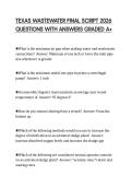 TEXAS WASTEWATER FINAL SCRIPT 2026 QUESTIONS WITH ANSWERS GRADED A&plus;