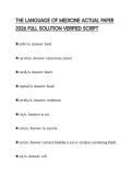 THE LANGUAGE OF MEDICINE ACTUAL PAPER 2026 FULL SOLUTION VERIFIED SCRIPT