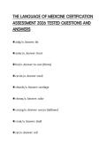 THE LANGUAGE OF MEDICINE CERTIFICATION ASSESSMENT 2026 TESTED QUESTIONS AND ANSWERS