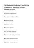 THE LANGUAGE OF MEDICINE FINAL REVIEW 2026 BUNDLED QUESTIONS ANSWERS GUARANTEED PASS