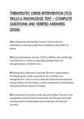 THERAPEUTIC CRISIS INTERVENTION &lpar;TCI&rpar; SKILLS & KNOWLEDGE TEST &mdash; COMPLETE QUESTIONS AND VERIFIED ANSWERS &lpar;2026&rpar;
