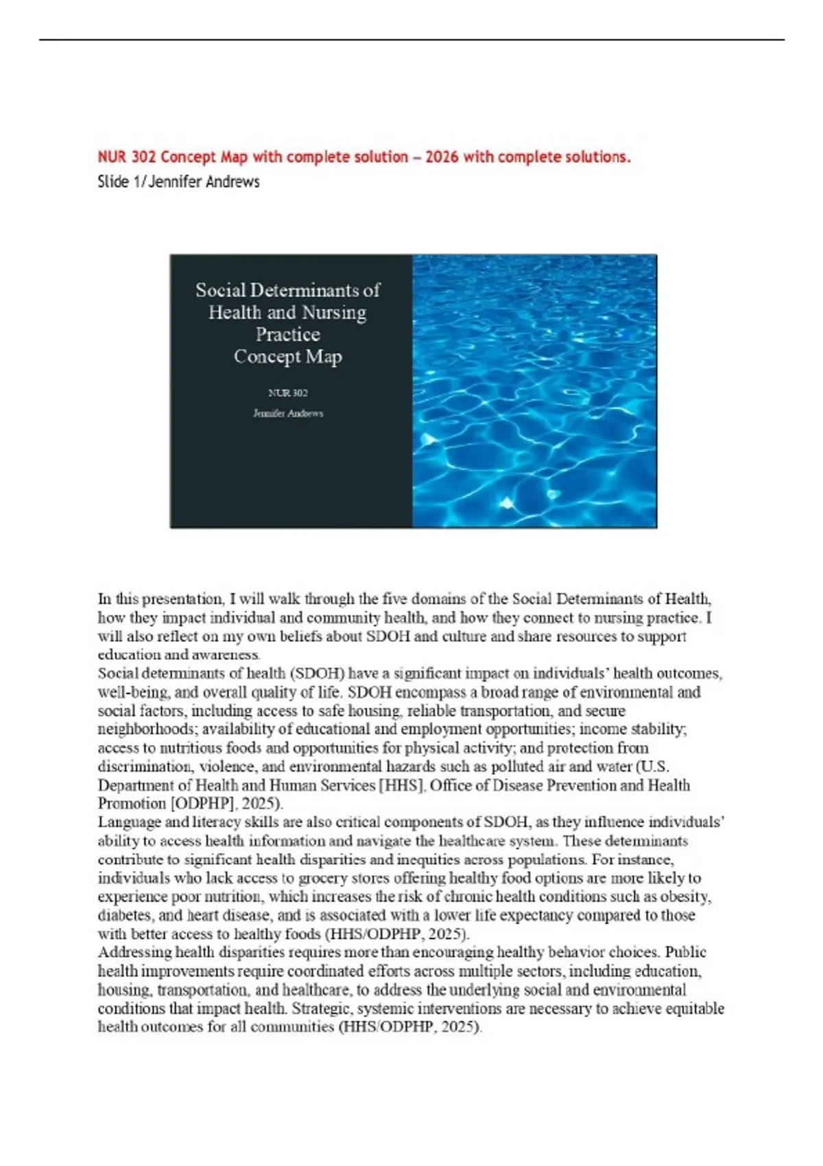 NUR 302 Social Determinants of Health Bundle | 2026 Updated with ...