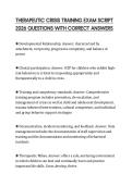 THERAPEUTIC CRISIS TRAINING EXAM SCRIPT 2026 QUESTIONS WITH CORRECT ANSWERS