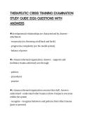 THERAPEUTIC CRISIS TRAINING EXAMINATION STUDY GUIDE 2026 QUESTIONS WITH ANSWERS
