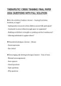 THERAPEUTIC CRISIS TRAINING FINAL PAPER 2026 QUESTIONS WITH FULL SOLUTION