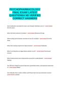 PSYCHOPHARMACOLOGY FINAL EXAM LATEST QUESTIONS AND VERIFIED CORRECT ANSWERS&period;