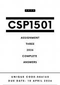CSP1501 Assignment 3 Answers - Unique Number&colon; 586160 &vert; Due Date 10 April 2026