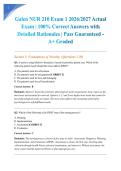 Galen NUR 210 Exam 1 2026&sol;2027 Actual Exam &vert; 100&percnt; Correct Answers with Detailed Rationales &vert; Pass Guaranteed - A&plus; Graded