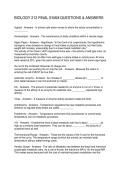 BIOLOGY 212 FINAL EXAM QUESTIONS & ANSWERS