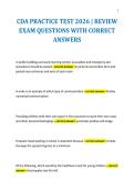 CDA PRACTICE TEST 2026 &vert; REVIEW EXAM QUESTIONS WITH CORRECT ANSWERS