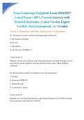 Texas Landscape Irrigation Exam 2026&sol;2027 Actual Exam &vert; 100&percnt; Correct Answers with Detailed Rationales &vert; Latest Version Expert Verified &vert; Pass Guaranteed - A&plus; Graded