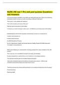 NURS 250 test 1 Pre and post quizzes Questions  and Answers